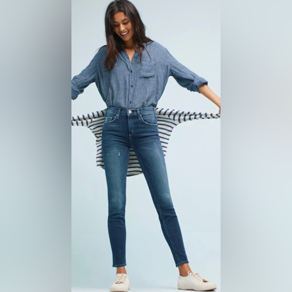 McGuire DENIM High Rise Distressed Jeans Stretch Denim Women Ripped 25 Newton